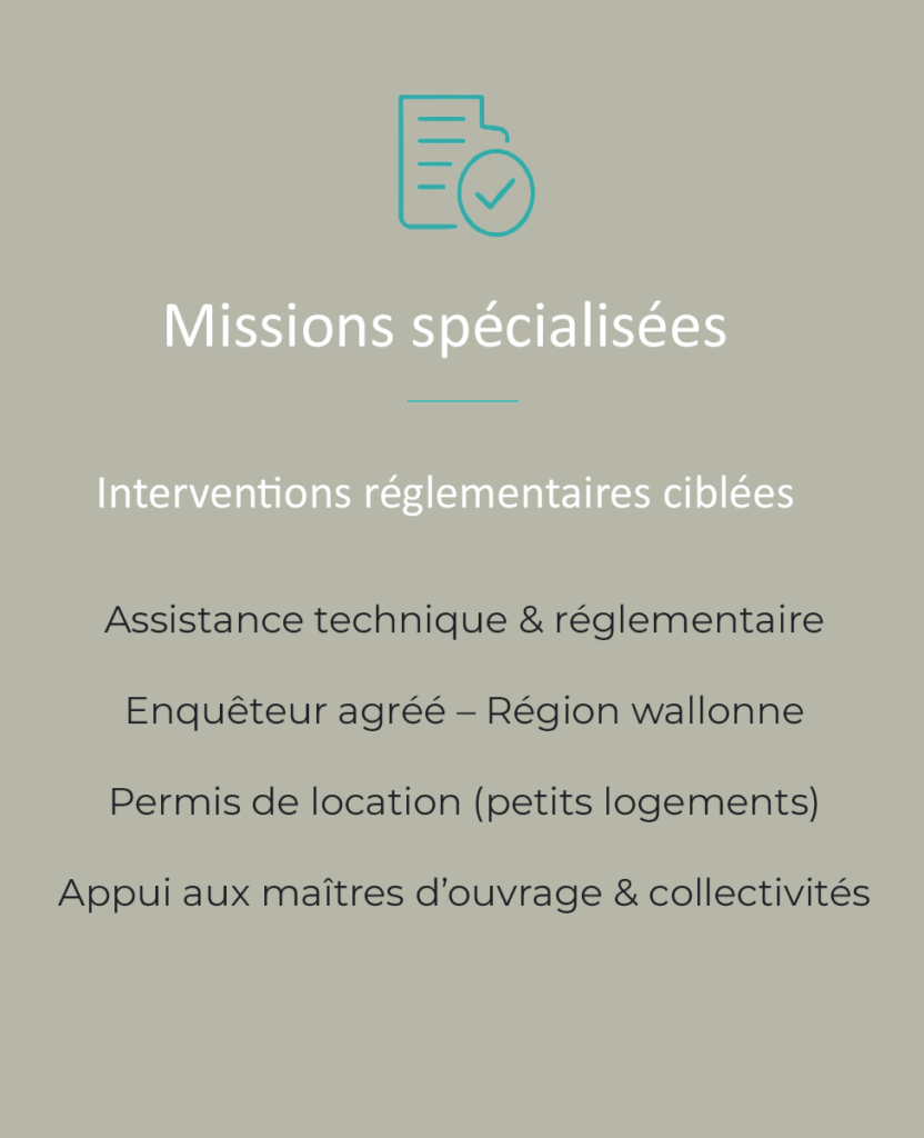 Missions spécialisées et réglementaires proposées par AaaS Architecture